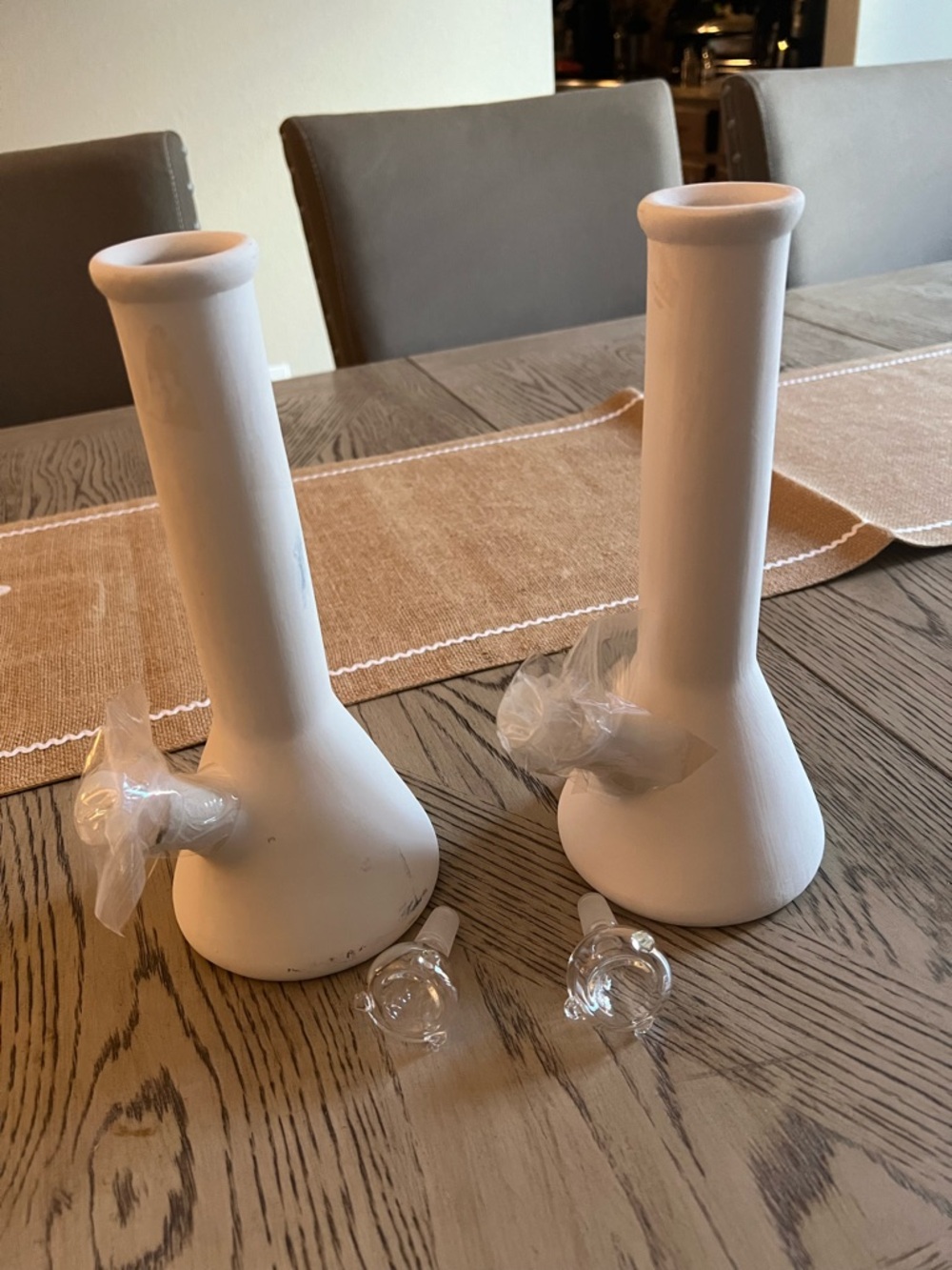 Paint your own White/cream Ceramic Beaker Bud Vases (Set of 2)